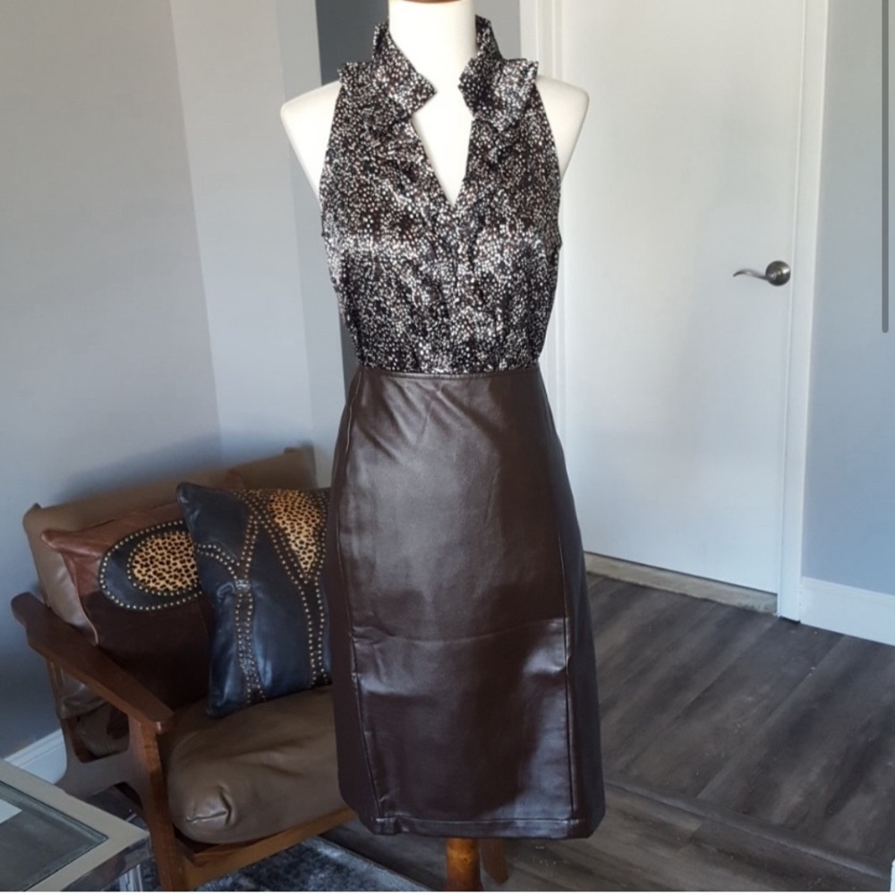 New York and Company Brown Faux Leather Pencil Skirt - Thanksgiving